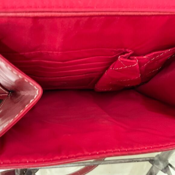 Giani Bernini Red Genuine Leather Cross Body Bag Sholuder Handbag + logo key fob - Picture 13 of 16